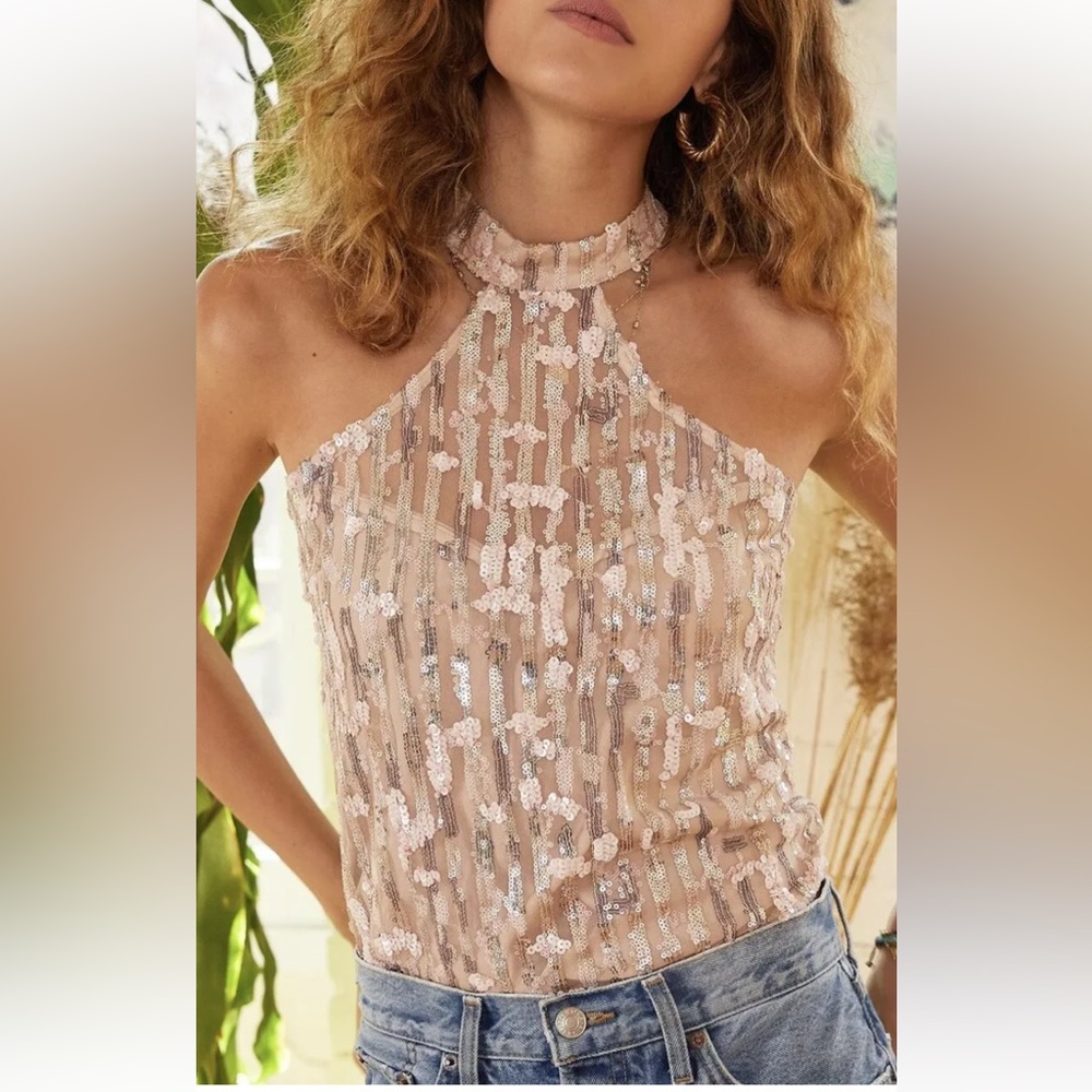 Heartloom Dionne Sequin halter neck Top